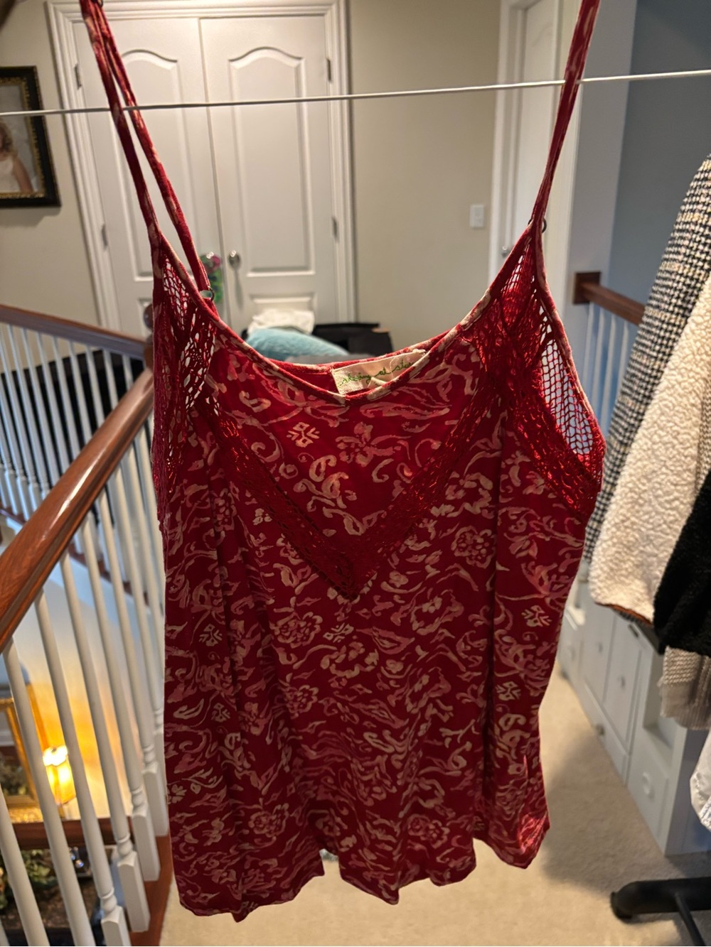 Staring at Stars Red Floral Cami with Lace Trim
